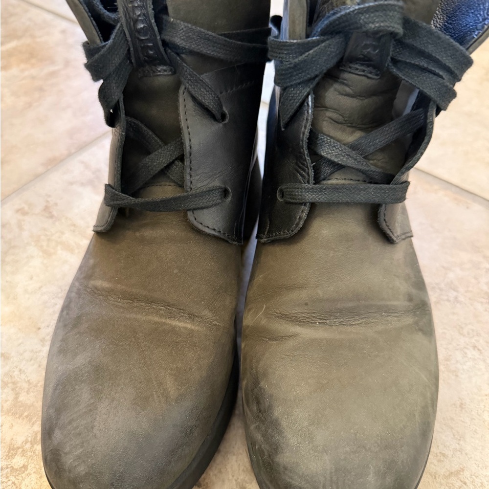 Italian Leather Black Lace Up Boots